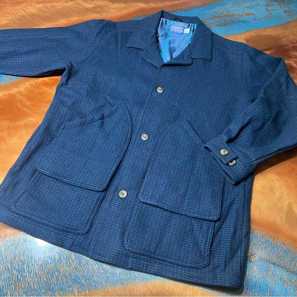 Pendleton Other - Vintage Pendleton wool tweed jacket blue Lined large USA NWOT 60s Rare Style